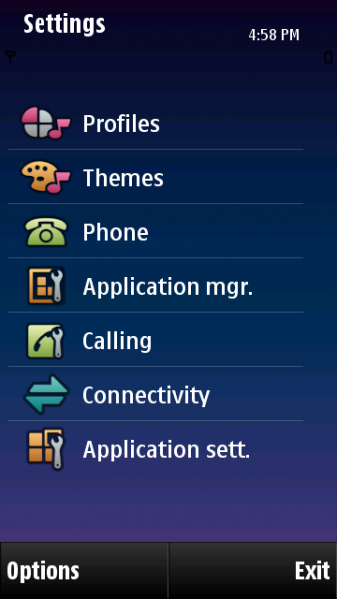 Fresh-Theme von Symbian 3 - Einstellungen