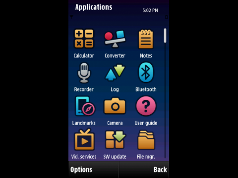 Fresh-Theme von Symbian 3 - Programmauswahl