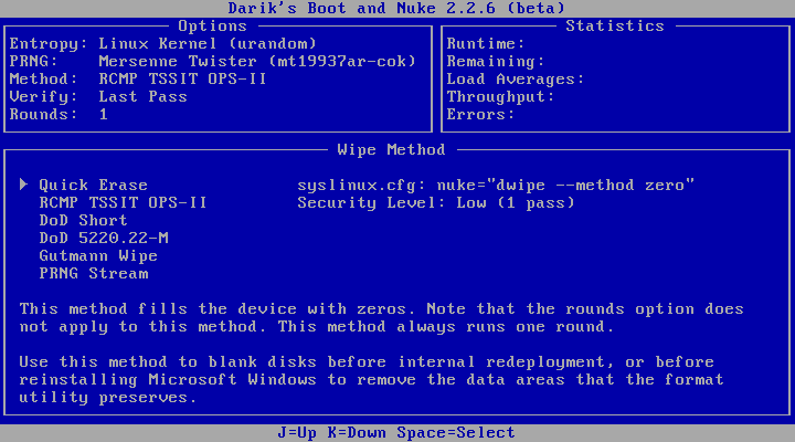 Die Quick-Erase-Option radiert ein virenbefallenes Windows von der Festplatte.