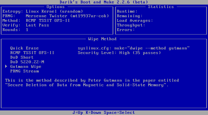 Das Löschverfahren nach Gutmann verwendet 35 Durchgänge.