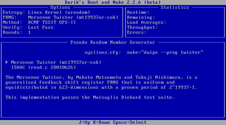Zur Verfügung steht einmal Mersenne Twister...