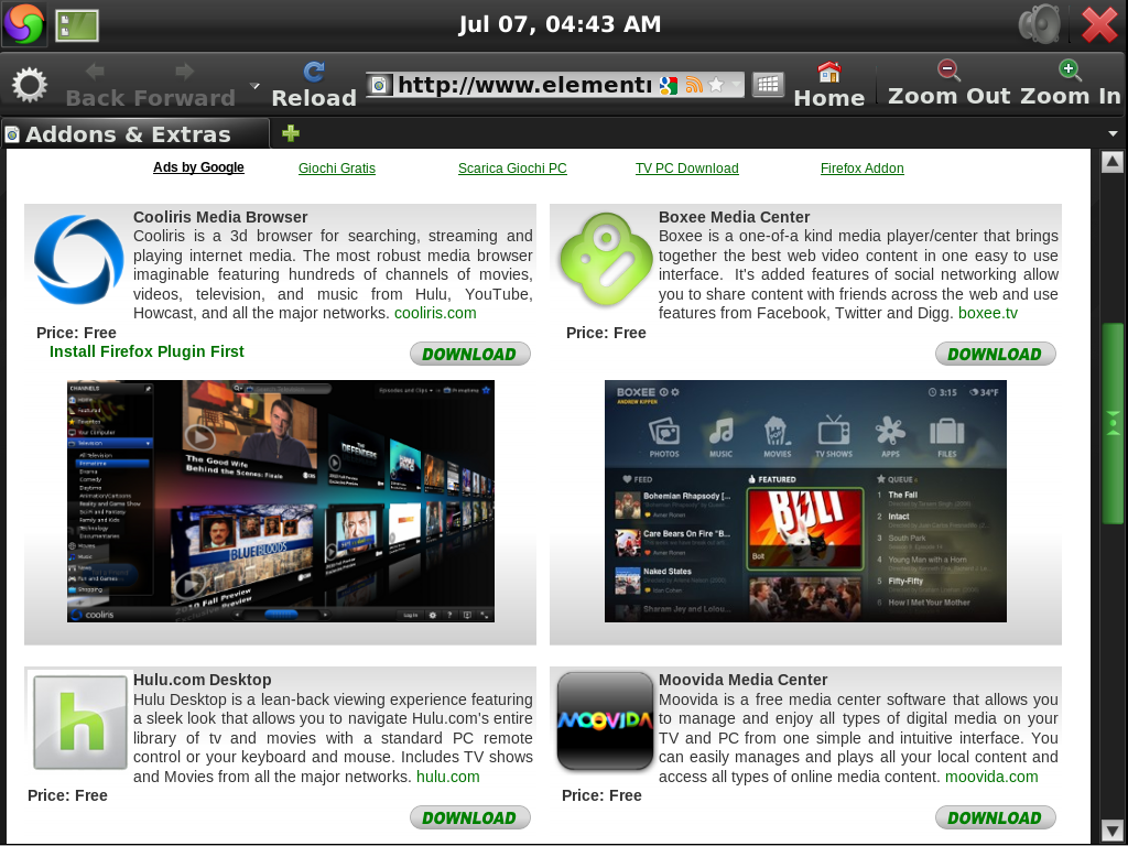 Weitere Extras für Element OS im Internet