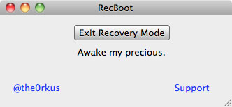 Nach dem Einspielen des alten iPhone OS muss das Gerät wieder aus dem Wartungsmodus geholt werden - dabei hilft Recboot