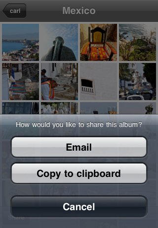Jalbum-iPhone-Anwendung - Sharing