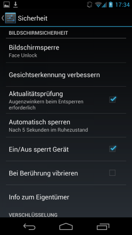 Die Entsperrung per Gesichtserkennung wurde erweitert. Auf Wunsch muss geblinzelt werden. Das soll eine Vortäuschung durch ein Foto verhindern. 