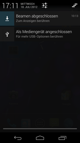 Über Android Beam können Fotos und sogar Videos übertragen werden, wenn auch langsam.