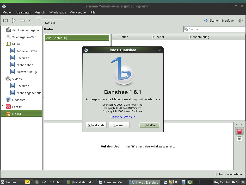 Unter Gnome hat sich das Opensuse-Team für den Musik-Player Banshee entschieden.