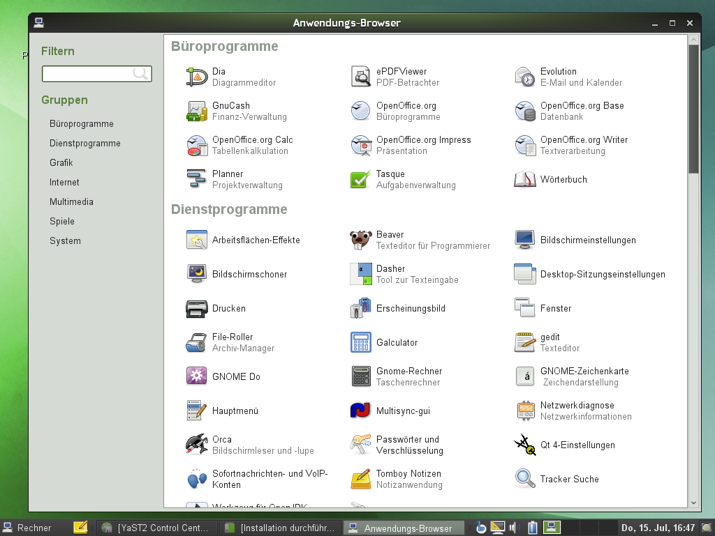 Opensuse 11.3 bringt den Aufgabenplaner Tasque und den Schnellstarter Gnome Do mit.