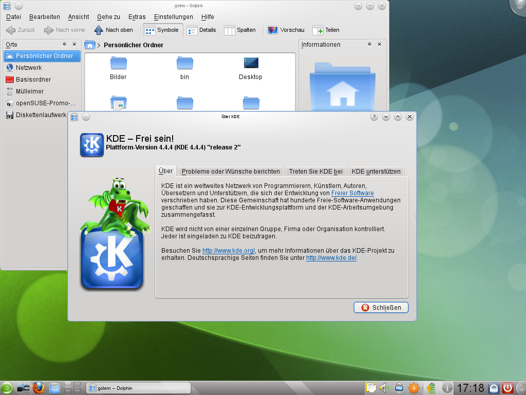 KDE SC liegt in der Version 4.4.4 bei.