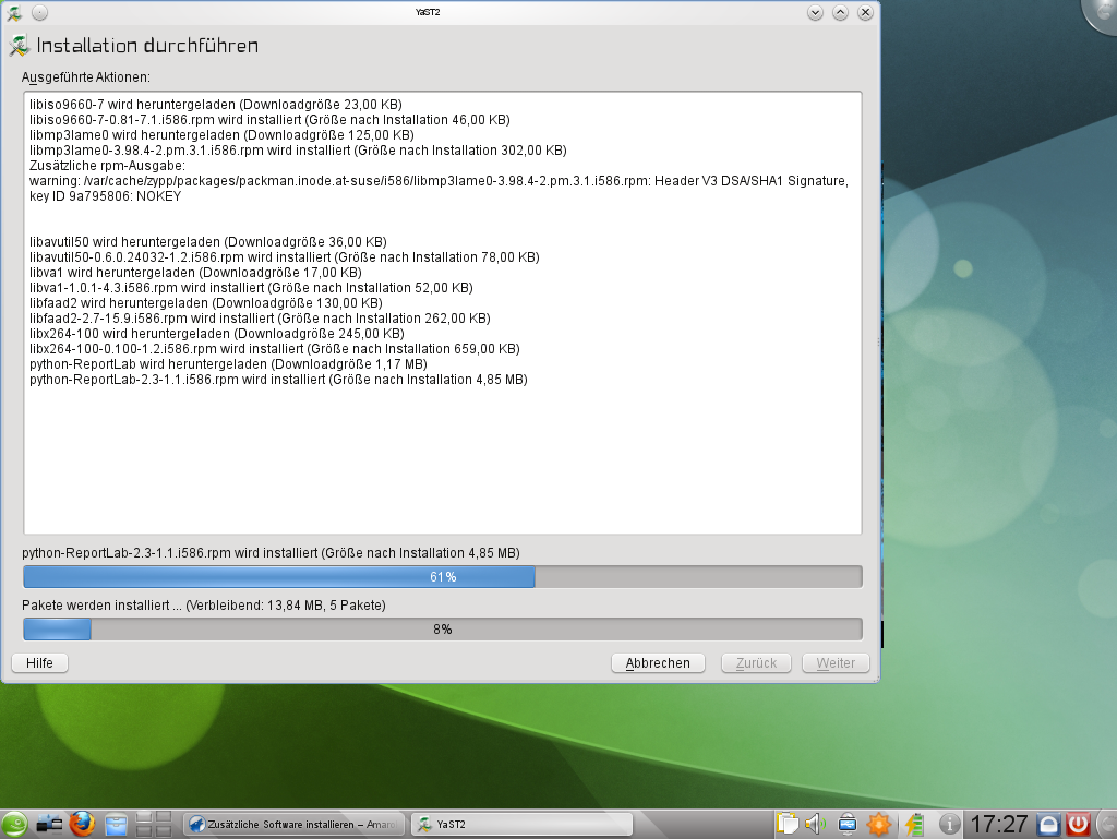 Klappt die Installation...