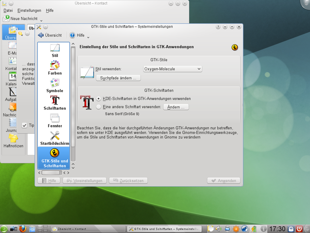 Für GTK-Anwendungen, etwa die Bildbearbeitung Gimp stehen spezielle Einstellungen zur Verfügung