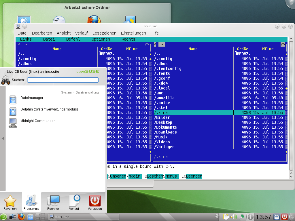 ... unter anderem den Dateimanager Midnight Commander.