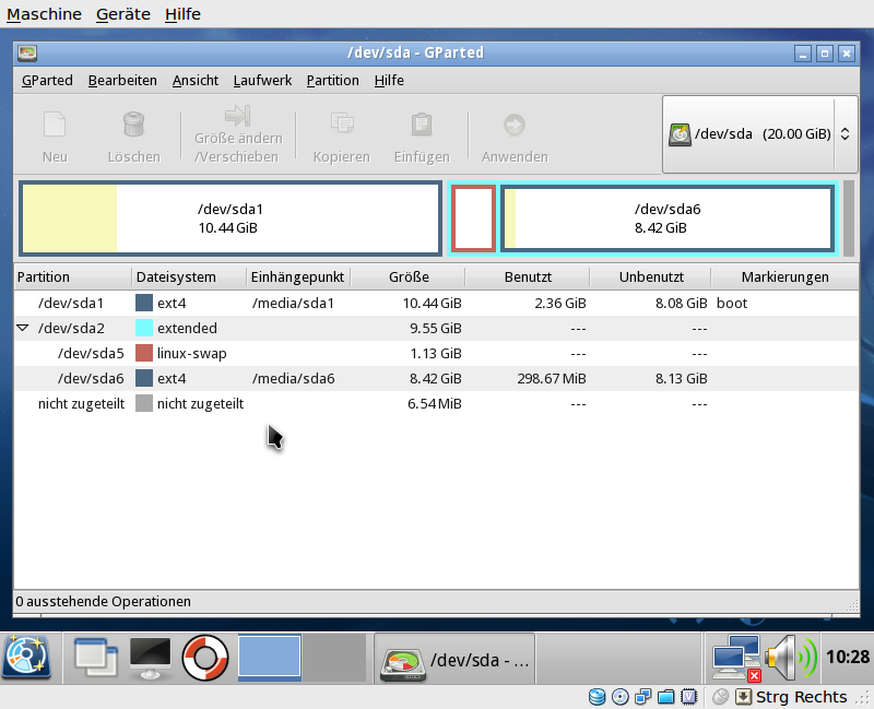 Das Partitionierungsprogramm wurde ebenfalls eingedeutscht.