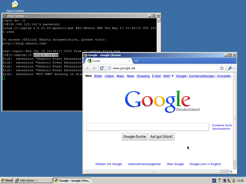 Per X-Forwarding können auch entfernte grafische Programme lokal auf dem Rechner gestartet werden.