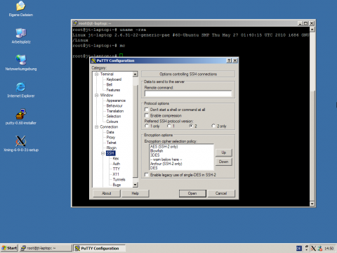 F&uuml;r das SSH-protokoll bietet Putty ebenfalls zahlreiche Optionen,...