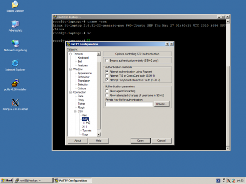 ... etwa die Authtifizierungsmethode...