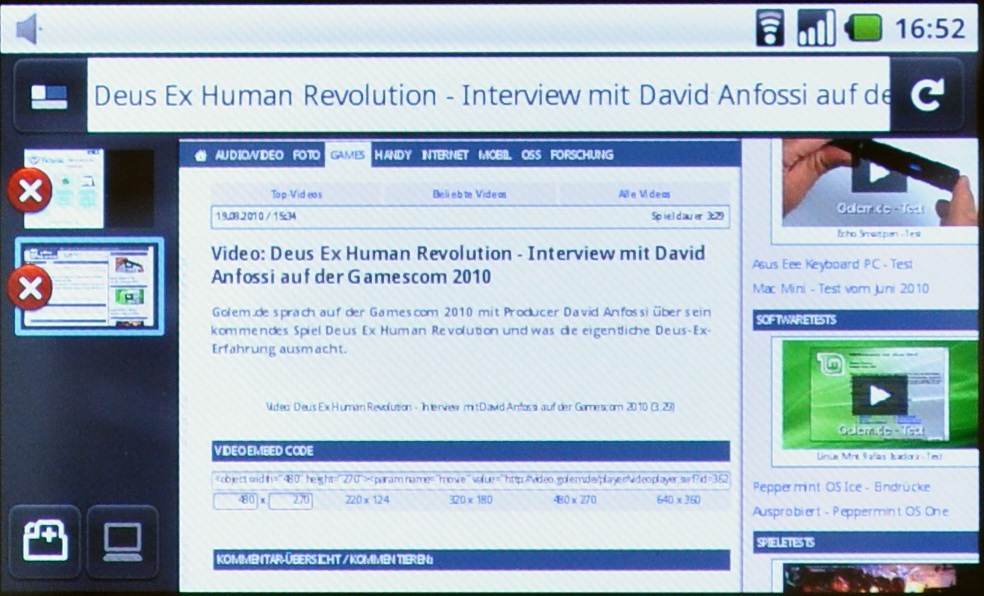 Querformat und Seitenübersicht, aber kein Flash