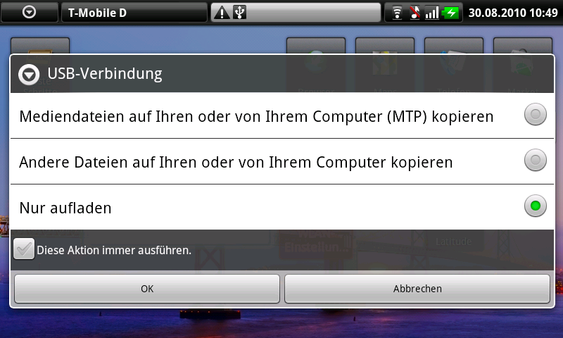 USB-Anschluss mit dem Streak