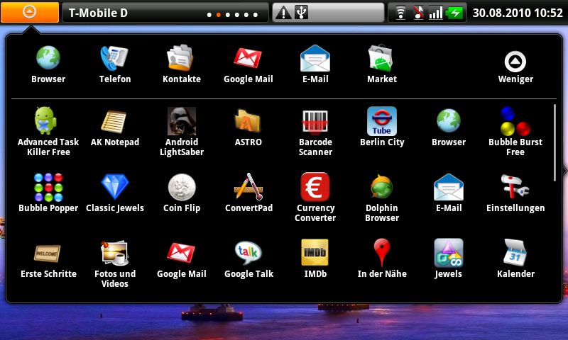 Weitere verbergen sich unter der Mehr-Schaltfläche.