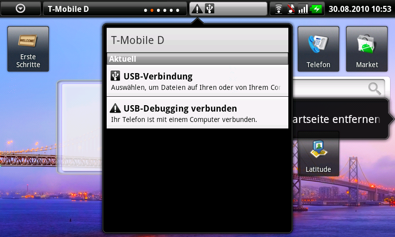 Nachrichtenübersicht. Hier werden auch Updates oder fehlgeschlagener SMS-Versand gemeldet.