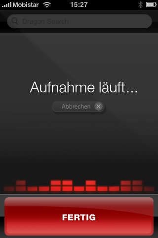 Dragon Dictation - laufende Aufnahme