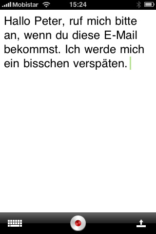 Dragon Dictation - erkannter Text