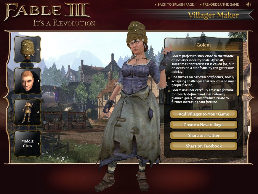Fable 3: Browsergenerierung des "Village Maker"