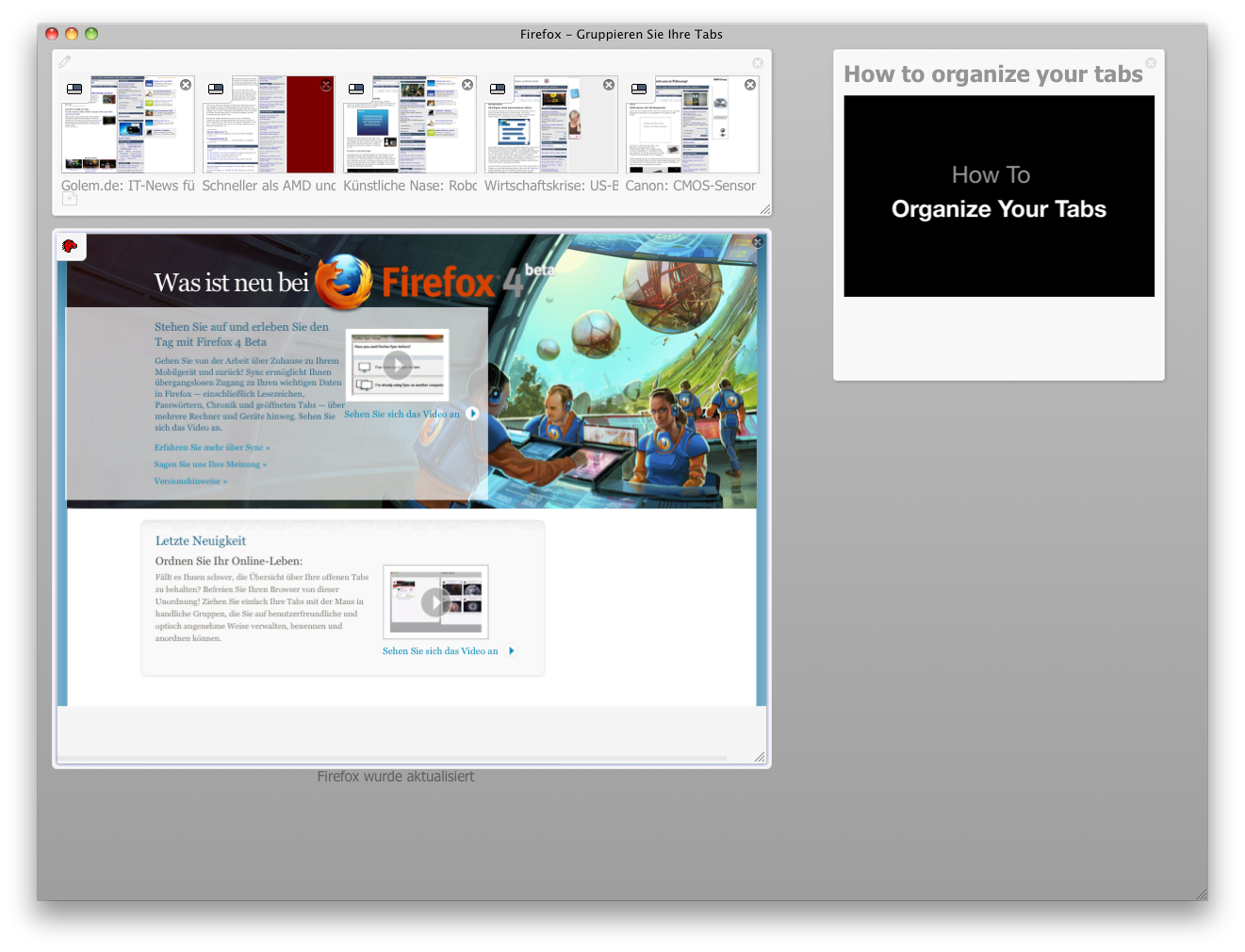 Firefox 4 Beta 4 - Panorama alias Tab Candy