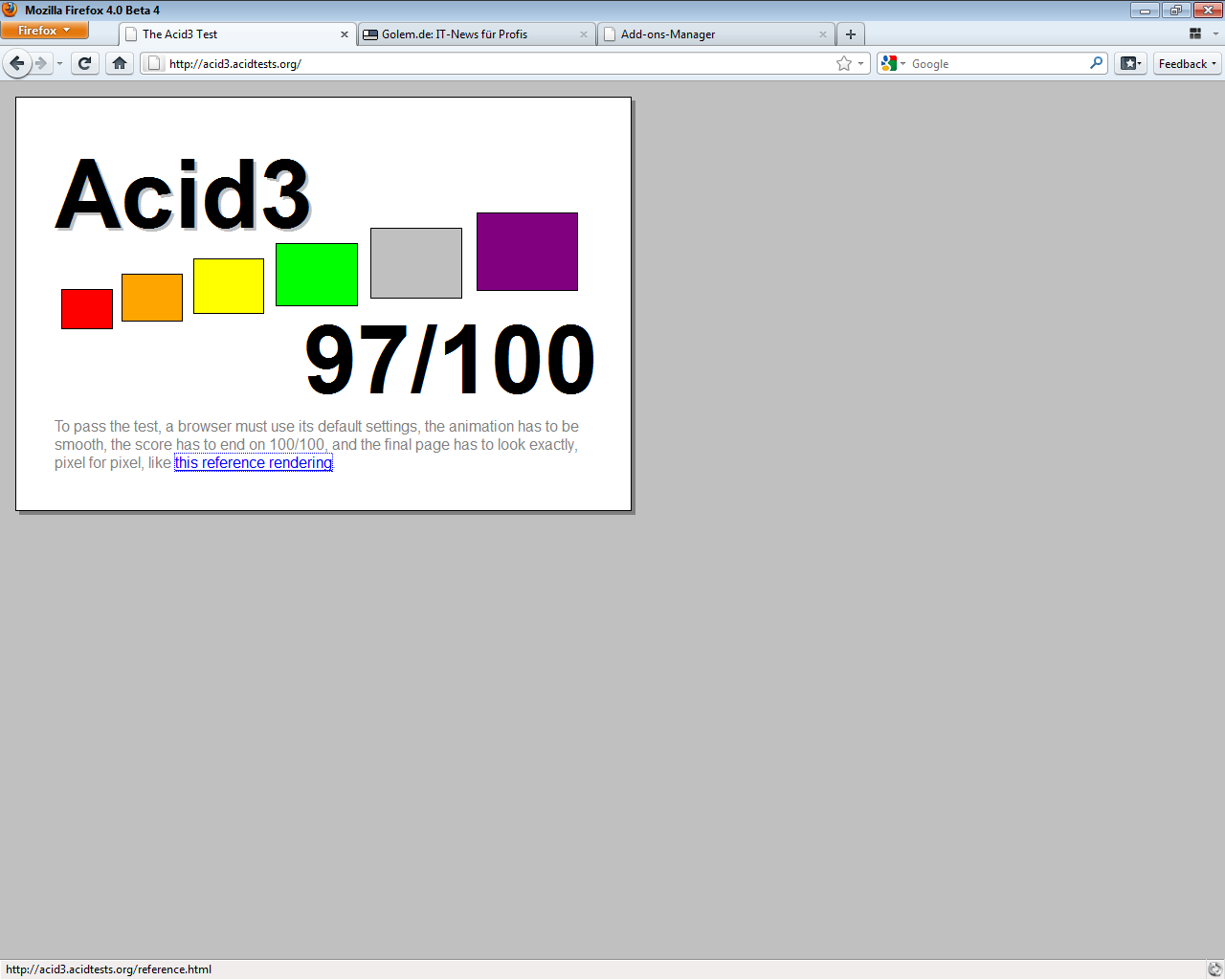 Firefox 4 Beta 4 - Acid3 Test