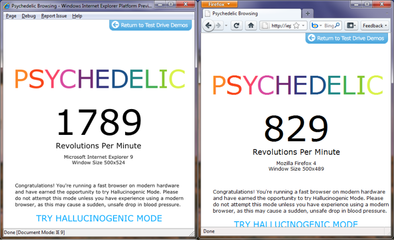 Psychedelic Browsing zeigt, wie HTML5 Canvas von Hardwarebeschleunigung profitiert.