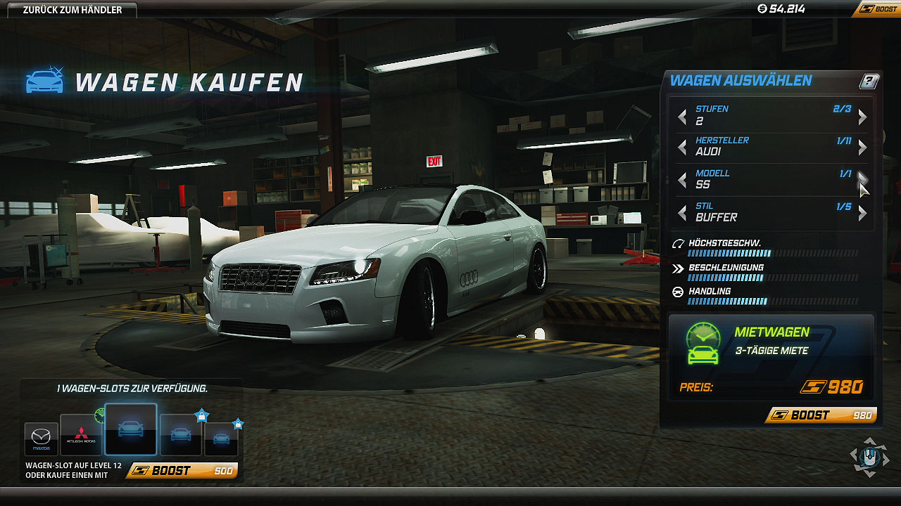 Autos kosten Spiele-Dollar oder Boost.