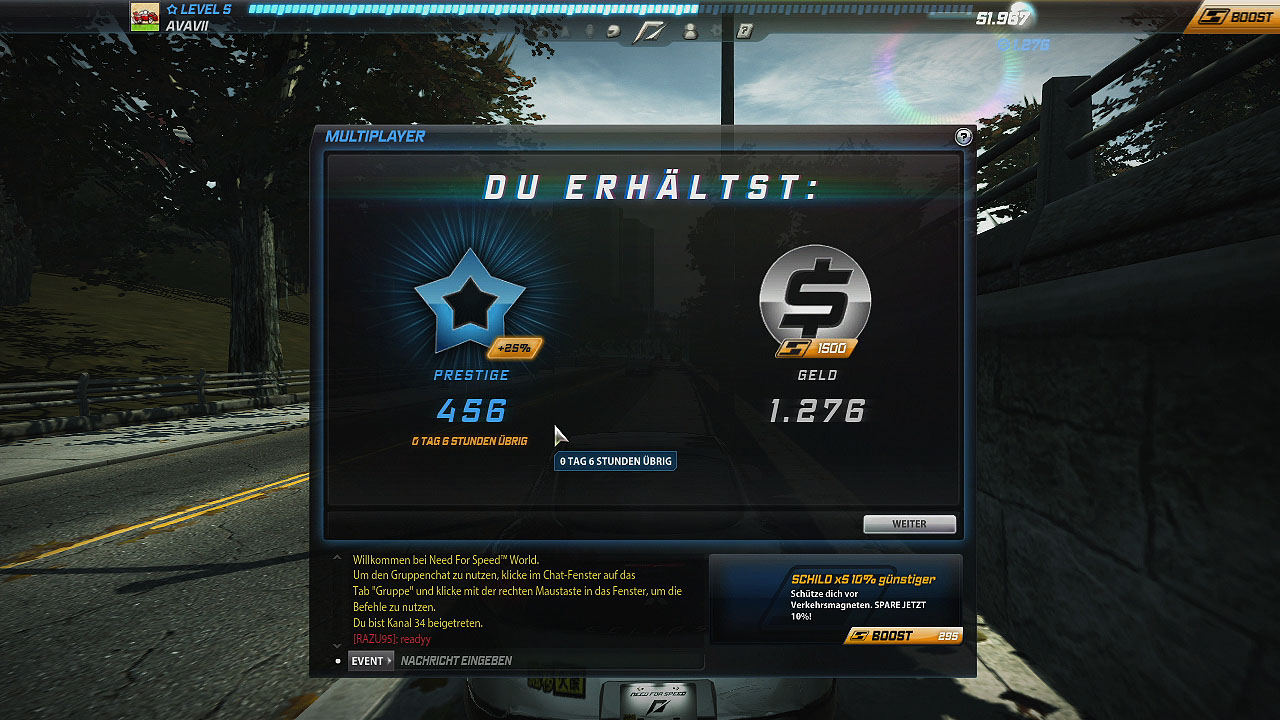 Nach den Rennen hagelt es Erfahrung und Spiele-Dollar.