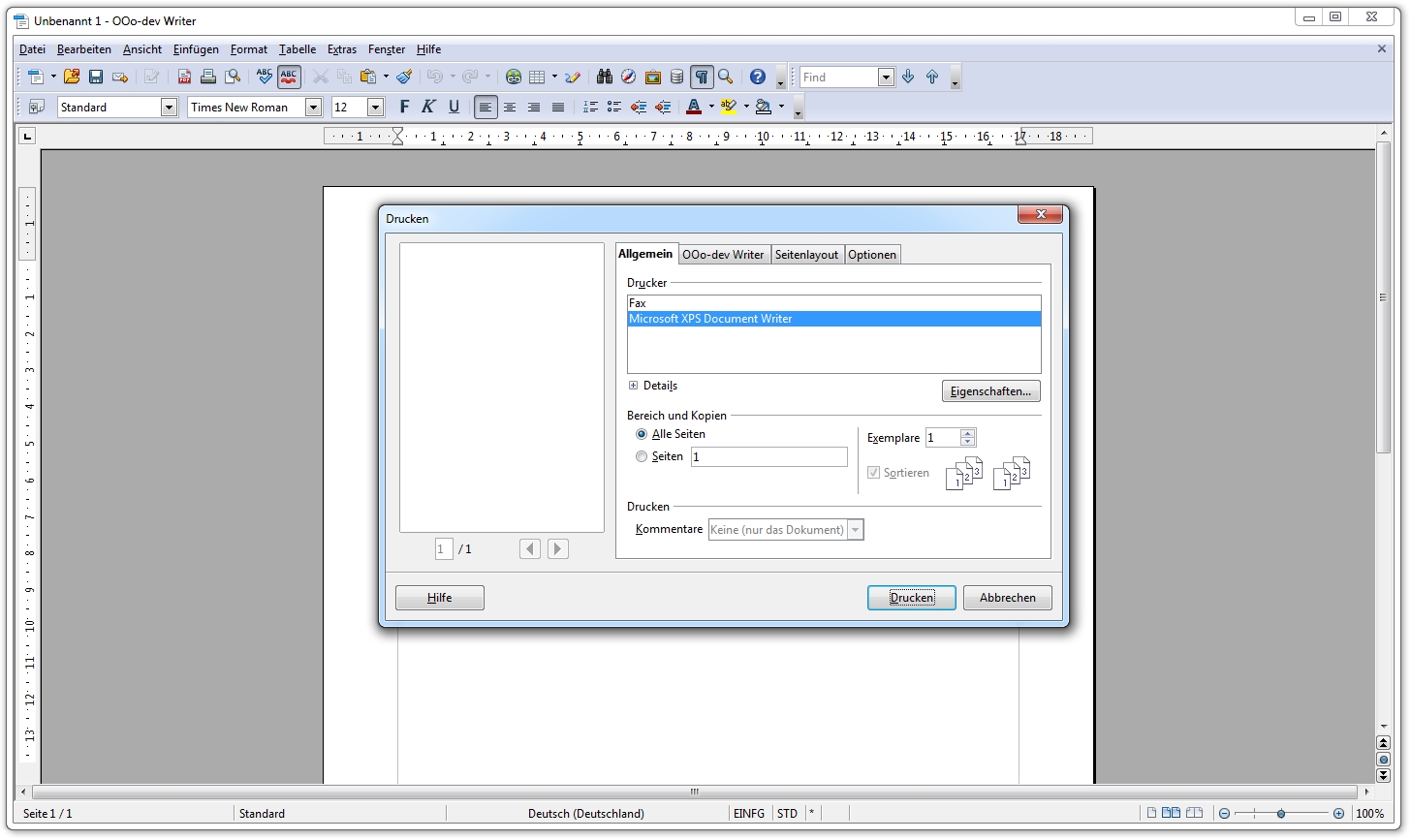 Openoffice.org 3.3 - neuer Druckdialog