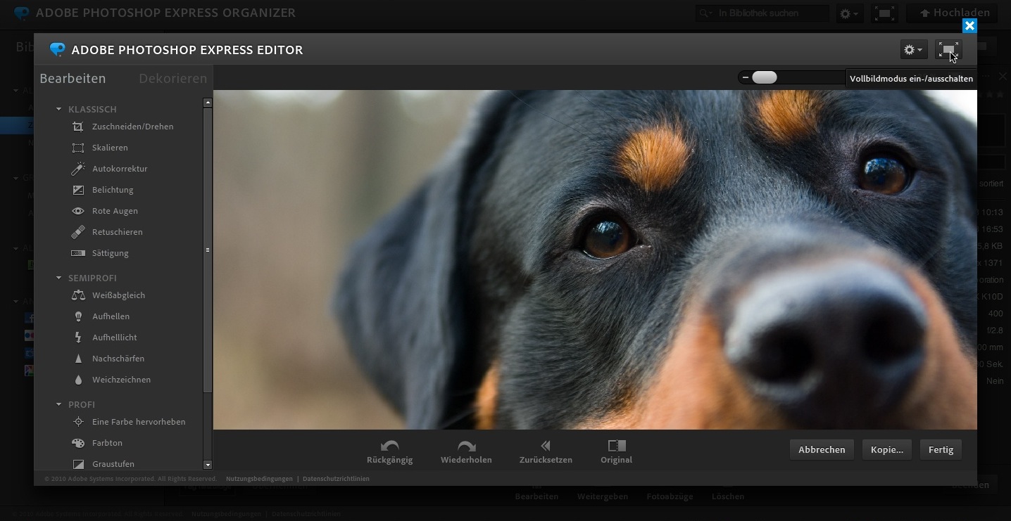 Photoshop Express Editor (Foto: Andreas Donath)