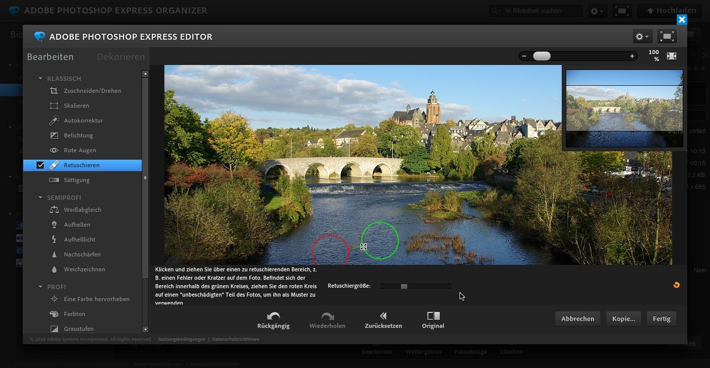 Photoshop Express Editor - Retuschieren mit dem Klonpinsel (Foto: Andreas Donath)