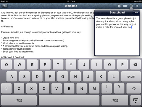 Second Gear Elements auf dem iPad