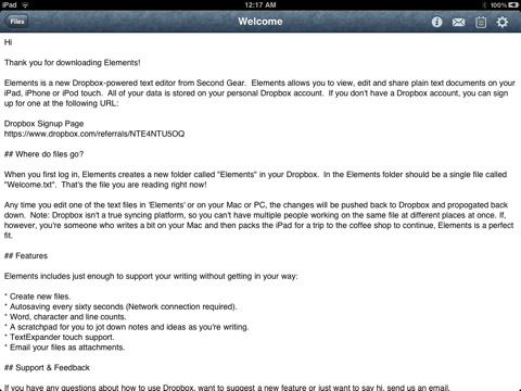 Second Gear Elements auf dem iPad