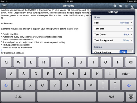 Second Gear Elements auf dem iPad