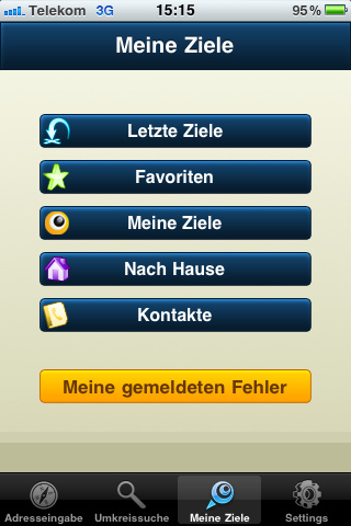 Skobbler 3.0 - Hauptmenü