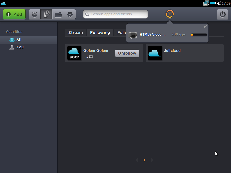 Benutzer können die Aktivitäten anderer verfolgen, etwa die Installation von Applikationen.  