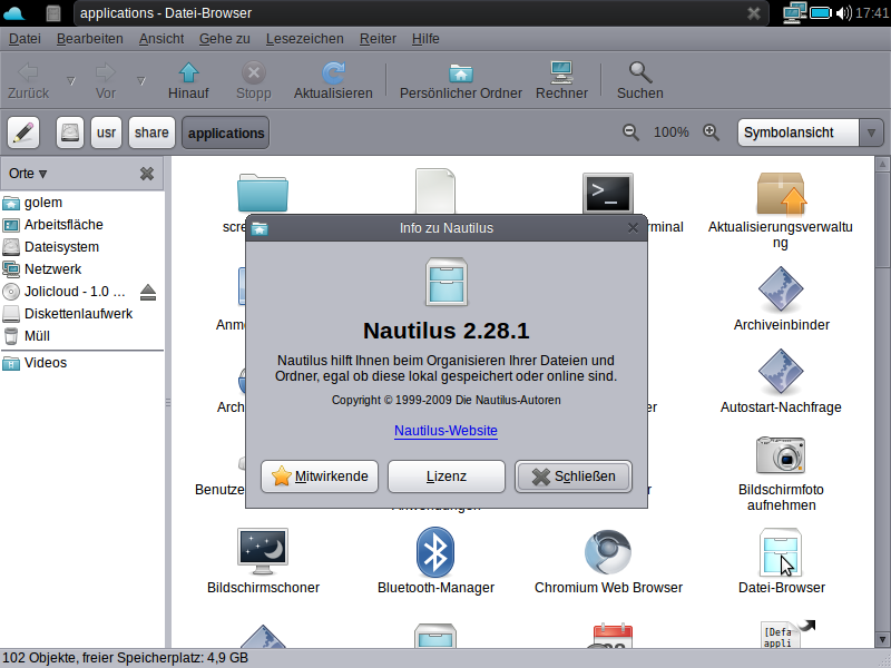 ...etwa den Dateibrowser Nautilus, ...