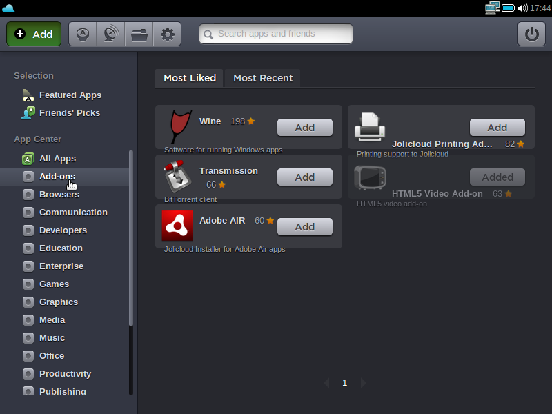 Darunter sind auch Addons wie Wine, ...