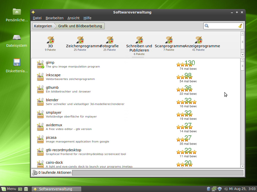 Das Softwarecenter wurde ebenfalls aus dem Original übernommen...