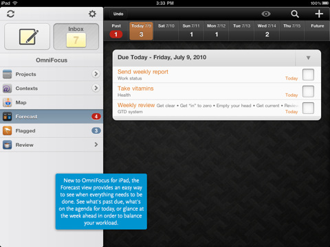 Omnifocus iPad - Zeitleiste