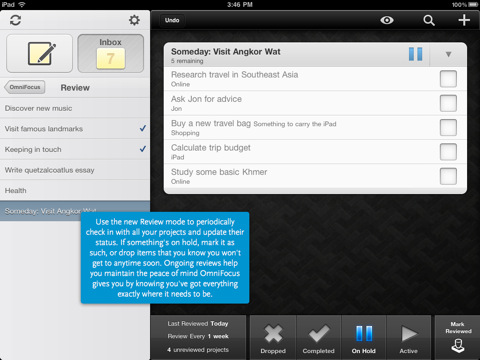 Omnifocus iPad - Aufgabenverwaltung