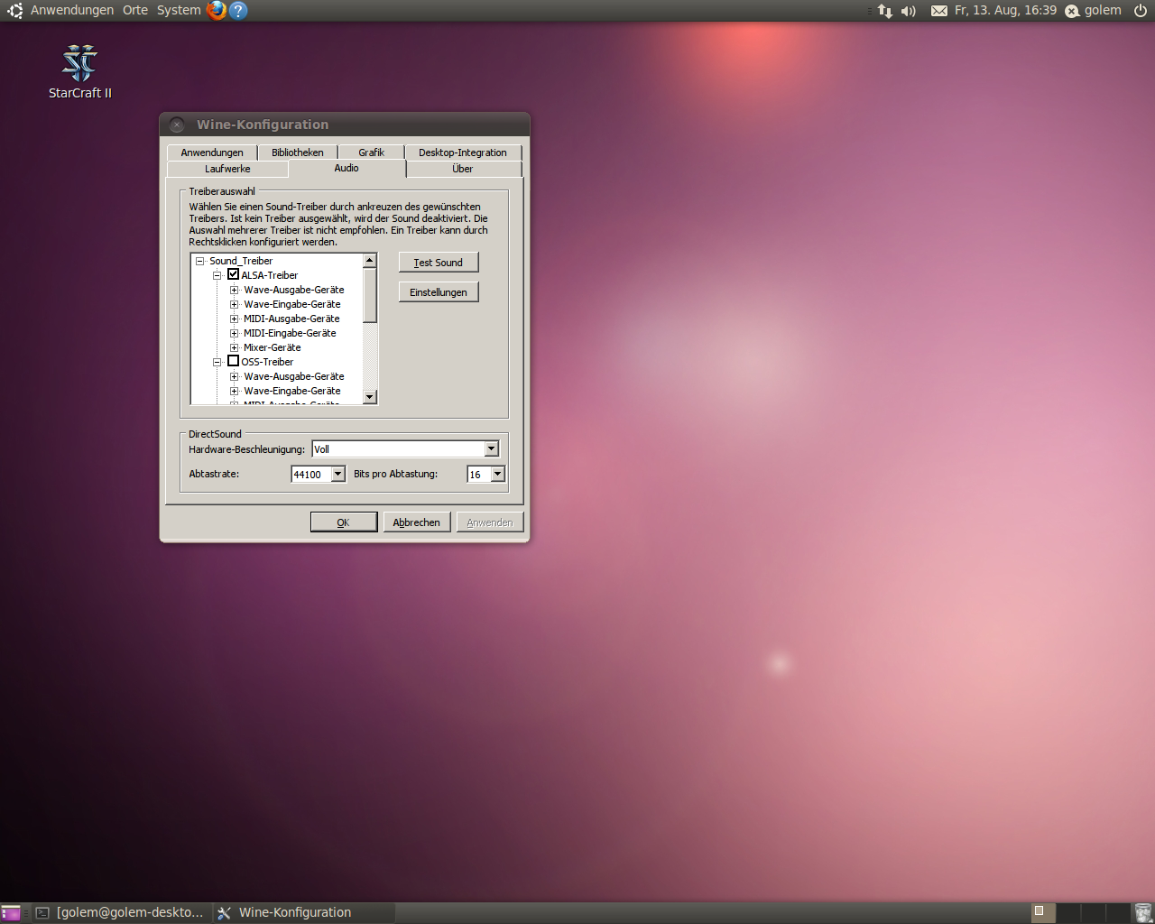 Der Alsa-Soundtreiber sorgt für Klang unter Wine.