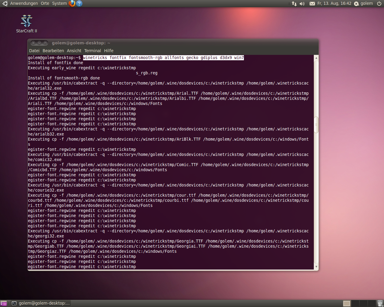 Einige Windows-Dateien müssen über Winetricks nachinstalliert werden, ...
