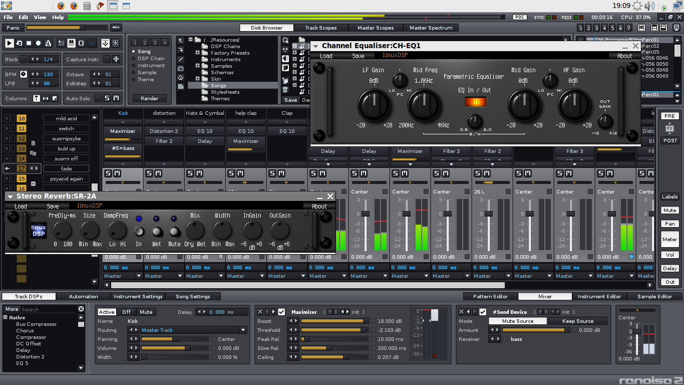 Renoise mit DSP-Plugins