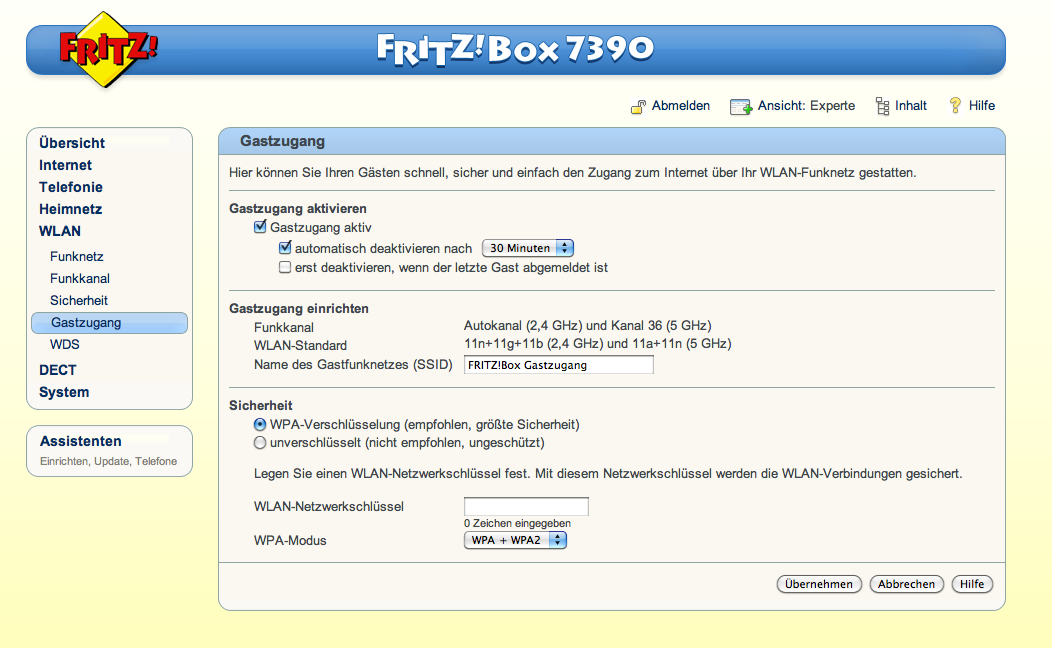 Fritz-Box mit WLAN-Gastzugang