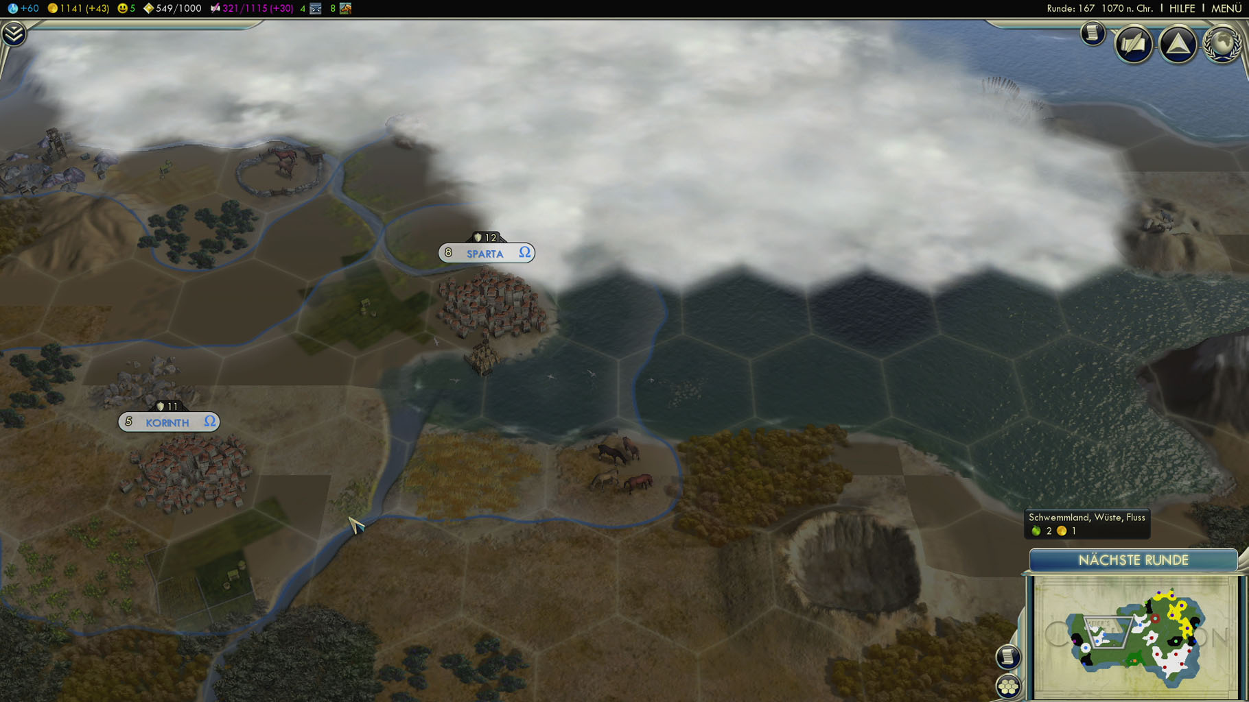 Ist das Häkchen bei "Strategische Detailansicht" in den Grafikoptionen nicht gesetzt, gibt es unschöne Nachlader der Texturen.